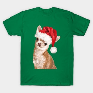 Christmas Chihuahua in Green T-Shirt